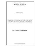 Luận văn Thạc sĩ Sinh học: Xây dựng quy trình nhân giống in vitro cây Đông hầu vàng (Turnera ulmifolia)