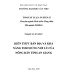 Tóm tắt Luận án tiến sĩ Nông nghiệp: Kiến thức bản địa và khả năng thích ứng với lũ của nông dân tỉnh An Giang