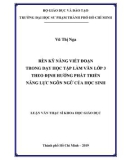 Luận văn Thạc sĩ Khoa học giáo dục: Rèn kĩ năng viết đoạn trong dạy học Tập làm văn lớp 3 theo định hướng phát triển NLNN của học sinh