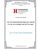 Luận văn Thạc sĩ Quản trị kinh doanh: Yếu tố ảnh hưởng đến hiệu quả chi phí của dự án lưới điện truyền tải 110KV