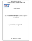 Luận văn Thạc sĩ Lịch sử: Quan hệ kinh tế Việt Nam - Hàn Quốc (1992 - 2010)