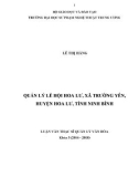 Luận văn thạc sĩ Quản lý văn hóa: Quản lý lễ hội Hoa Lư, xã Trường Yên, huyện Hoa Lư, tỉnh Ninh Bình