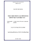 Luận văn Thạc sĩ Luật học: Thực hiện pháp luật bình đẳng giới ở Việt Nam hiện nay