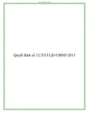 Quyết định số 12/2013/QĐ-UBND 2013