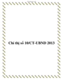 Chỉ thị số 10/CT-UBND 2013