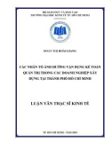 Luận văn Thạc sĩ Kinh tế: Các nhân tố ảnh hưởng vận dụng kế toán quản trị trong các doanh nghiệp xây dựng tại thành phố Hồ Chí Minh
