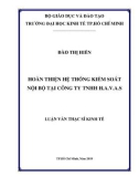 Luận văn Thạc sĩ Kinh tế: Hoàn thiện hệ thống kiểm soát nội bộ trong Công ty TNHH H.A.V.A.S