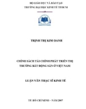 Luận văn Thạc sĩ Kinh tế: Chính sách tài chính phát triển thị trường bất động sản ở Việt Nam