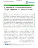 Báo cáo y học: On the threshold - evaluation of variability in effects of acupuncture in a gender perspective