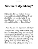 Silicon có độc không?