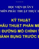 Bài giảng Kỹ thuật phẫu thuật phần mềm: Các đường mổ chính trên thành bụng trước bên - Học viện Quân y