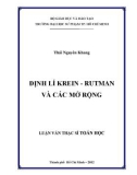 Luận văn Thạc sĩ Toán học: Định lí Krein - Rutman và các mở rộng