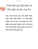 Phát hiện gen đột biến có thể ngăn di căn ung thư