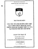 Luận văn Thạc sĩ Kế toán: Các yếu tố ảnh hưởng đến việc lựa chọn phần mềm kế toán trong doanh nghiệp nhỏ và vừa tại thành phố Hồ Chí Minh