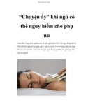 'Chuyện ấy' khi ngủ có thể nguy hiểm cho phụ nữ