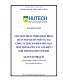 Luận văn Thạc sĩ Quản trị kinh doanh: Giải pháp hoàn thiện hoạt động quản trị nguồn nhân sự tại Công ty trách nhiệm hữu hạn một thành viên Xây lắp điện 2 (Chi nhánh 6) đến năm 2020