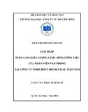 Luận văn Thạc sĩ Kinh tế: Giải pháp nâng cao chất lượng cuộc sống công việc của nhân viên văn phòng Công ty TNHH BHNT Prudential Việt Nam