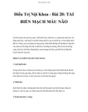 Điều Trị Nội Khoa - Bài 28: TAI BIẾN MẠCH MÁU NÃO