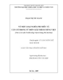 Tóm tắt Luận văn Thạc sĩ Ngôn ngữ học: Về một loại nghĩa phi miêu tả cần có trong từ điển giải thích tiếng Việt