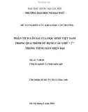 LUẬN VĂN: PHÂN TÍCH LỖI SAI CỦA HỌC SINH VIỆT NAM TRONG QUÁ TRÌNH SỬ DỤNG CÂU CHỮ '了' TRONG TIẾNG HÁN HIỆN ĐẠI