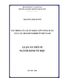 Luận án Tiến sĩ Kinh tế: Tác động của xuất khẩu lên năng suất của các doanh nghiệp ở Việt Nam