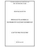 Luận văn Thạc sĩ Luật học: Pháp luật về lao động là người khuyết tật ở Việt Nam hiện nay