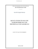 Luận văn Thạc sĩ Luật kinh tế: Quản lý, sử dụng vốn nhà nước tại doanh nghiệp nhà nước theo pháp luật Việt Nam hiện nay