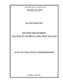 Luận văn Thạc sĩ Quản trị kinh doanh: Kế toán trách nhiệm tại Công ty cổ phần Lương thực Đà Nẵng