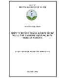 Luận văn tốt nghiệp Dược sĩ chuyên khoa cấp I: Phân tích thực trạng kê đơn thuốc ngoại trú tại Bệnh viện ung bướu Nghệ An năm 2015