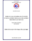 Tóm tắt Luận văn Thạc sĩ Luật Kinh tế: Nghĩa vụ cung cấp thông tin của người sử dụng lao động trong quan hệ lao động theo pháp luật Việt Nam