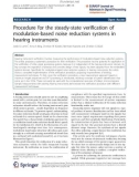 Báo cáo hóa học: Procedure for the steady-state verification of modulation-based noise reduction systems in hearing instruments