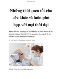 Những thói quen tốt cho sức khỏe và luôn phù hợp với mọi thời đại