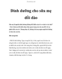 Dinh dưỡng cho sữa mẹ dồi dào