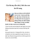 Các bà mẹ cần chú ý khi cho con ăn bổ sung