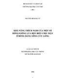 Luận án tiến sĩ Nông nghiệp: Khả năng thích nghi của một số dòng giống lúa đột biến chịu mặn ở Đồng bằng sông Cửu Long