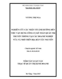 Tóm tắt Luận văn Thạc sĩ Quản trị kinh doanh: Nghiên cứu các nhân tố ảnh hưởng đến việc vận dụng kế toán quản trị truyền thống tại các doanh nghiệp vừa và nhỏ trên địa bàn Tây Nguyên