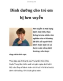 Dinh dưỡng cho trẻ em bị hen suyễn