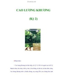 CAO LƯƠNG KHƯƠNG (Kỳ 2)