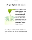 Bí quyết giảm cân nhanh