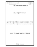 Luận văn Thạc sĩ Quản lý công: Quản lý nhà nước về giảm nghèo bền vững trên địa bàn huyện Nghi Lộc, tỉnh Nghệ An