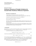 Báo cáo hóa học: Research Article Existence Theorems of Periodic Solutions for Second-Order Nonlinear Difference Equations