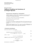 Báo cáo hóa học: Research Article Sufﬁcient Conditions for Univalence of an Integral Operator