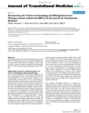 báo cáo hóa học: Announcing the Tumor Immunology and Biological Cancer Therapy section (edited by iSBTc) of the Journal of Translational Medicine