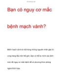 Bạn có nguy cơ mắc bệnh mạch vành