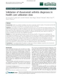 Báo cáo y học: Validation of rheumatoid arthritis diagnoses in health care utilization data