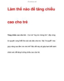 Làm thế nào để tăng chiều cao cho trẻ