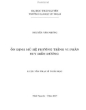 Luận văn Thạc sĩ Toán học: Ổn định mũ hệ phương trình vi phân suy biến dương