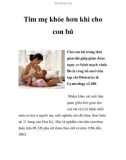 Tim mẹ khỏe hơn khi cho con bú