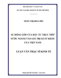 Luận văn Thạc sĩ Kinh tế: Sự đóng góp của đầu tư trực tiếp nước ngoài vào giá trị xuất khẩu của Việt Nam