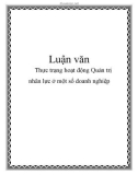 Luận văn: Thực trạng hoạt động Quản trị nhân lực ở một số doanh nghiệp